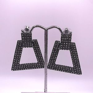 Deco Style Silver Plated With Crystal Statement Earrings NEW